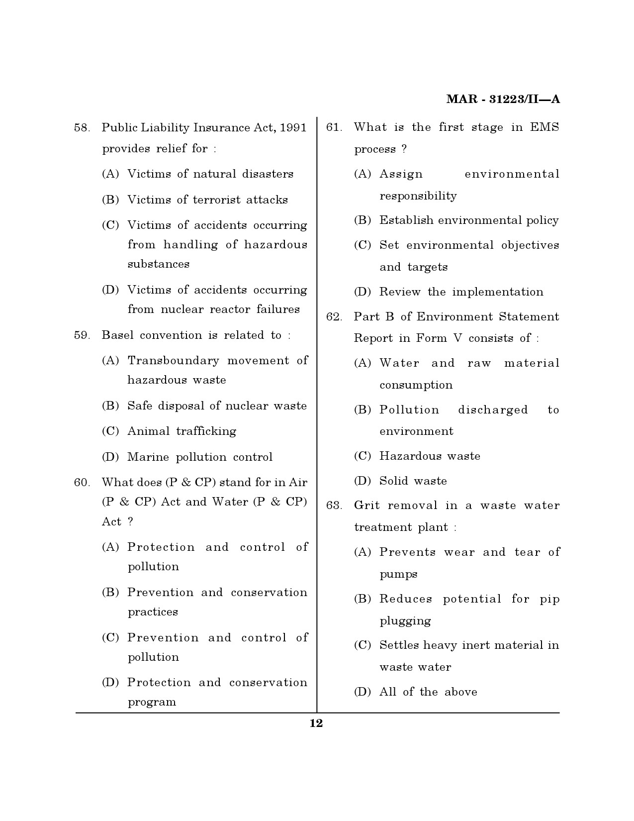 MH SET Environmental Sciences Question Paper II March 2023 11