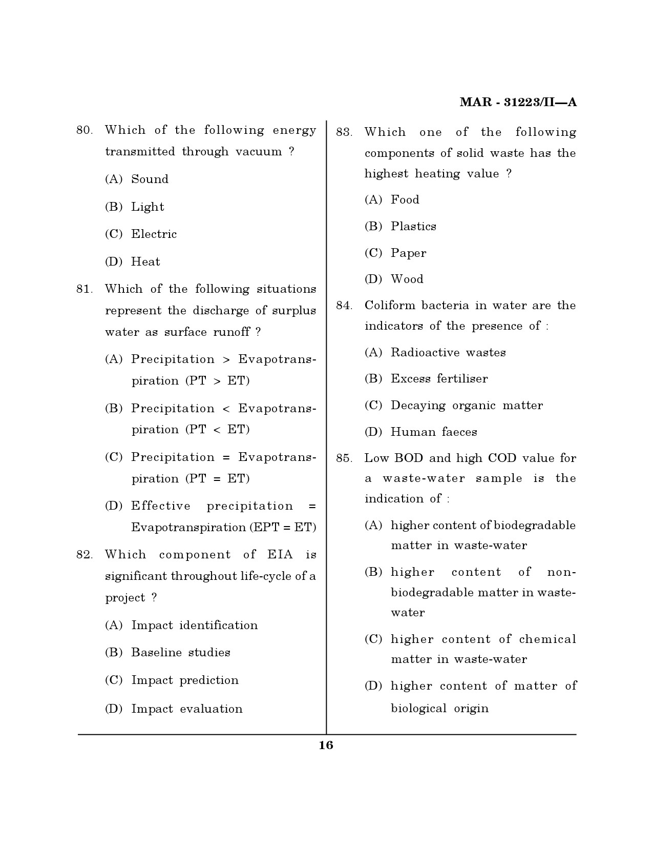 MH SET Environmental Sciences Question Paper II March 2023 15