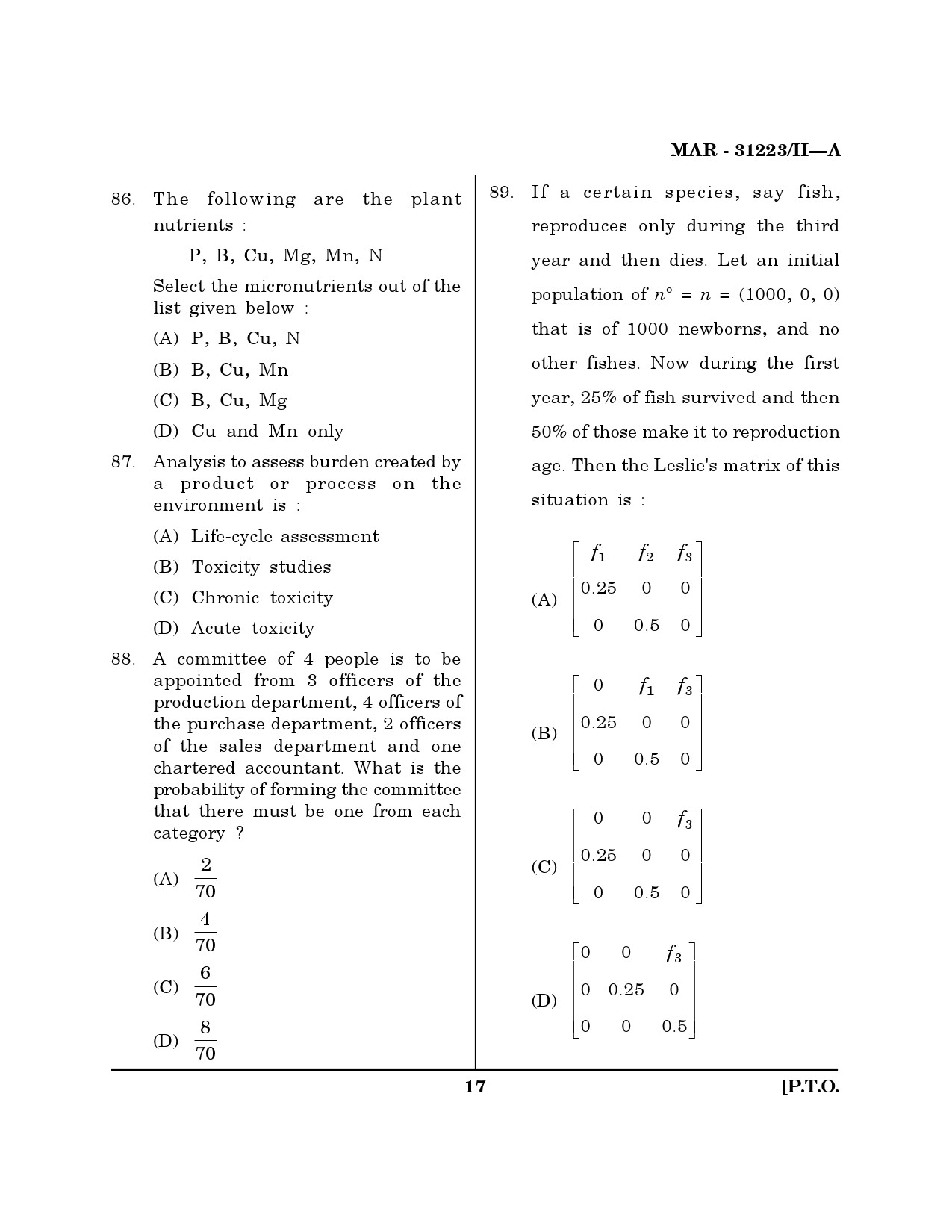 MH SET Environmental Sciences Question Paper II March 2023 16