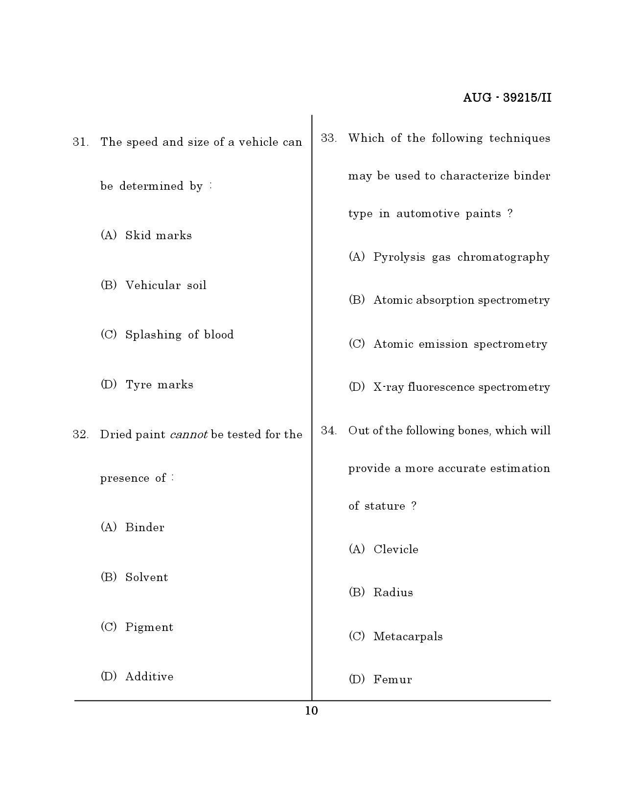 Maharashtra SET Forensic Science Question Paper II August 2015 9