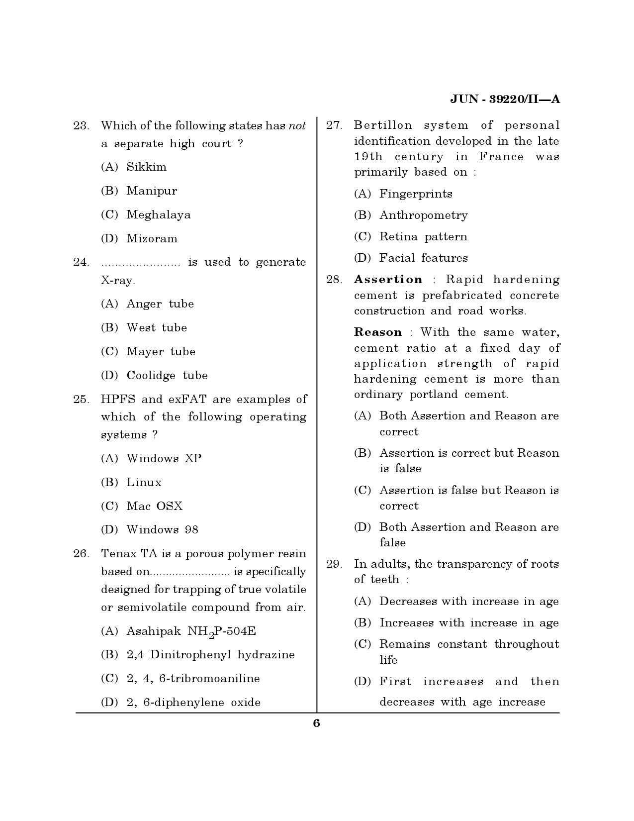 Maharashtra SET Forensic Science Question Paper II June 2020 5