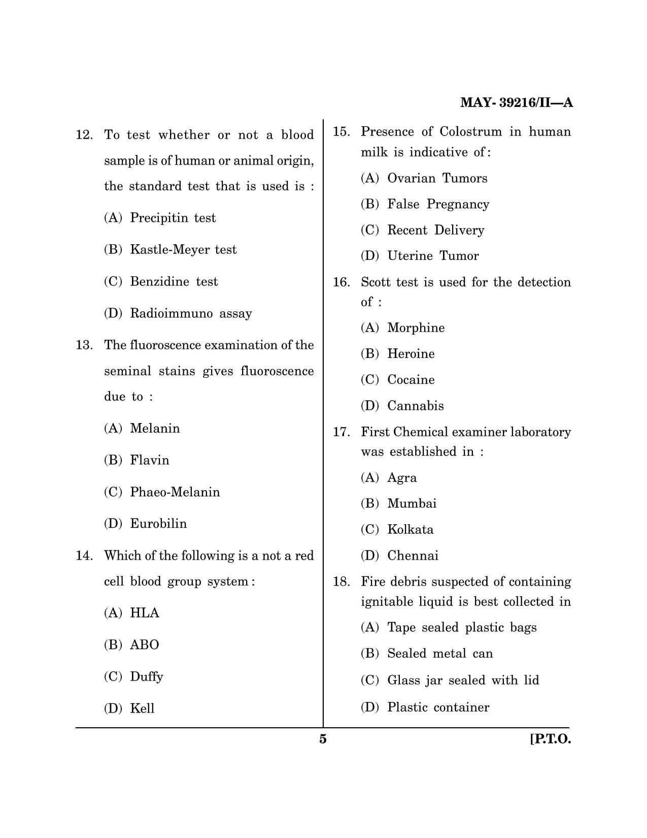 Maharashtra SET Forensic Science Question Paper II May 2016 4