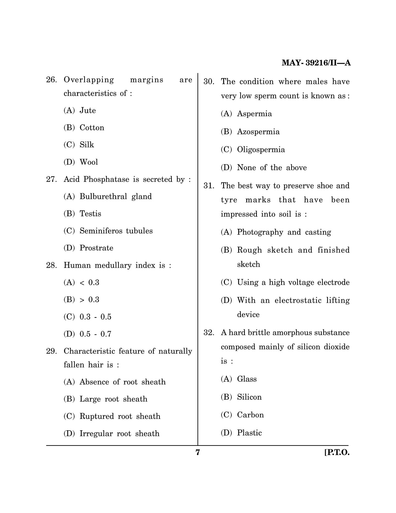Maharashtra SET Forensic Science Question Paper II May 2016 6