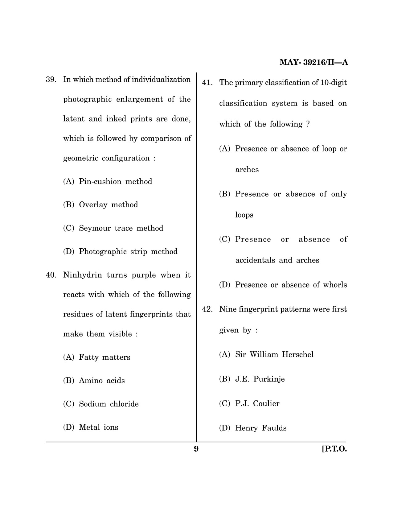 Maharashtra SET Forensic Science Question Paper II May 2016 8