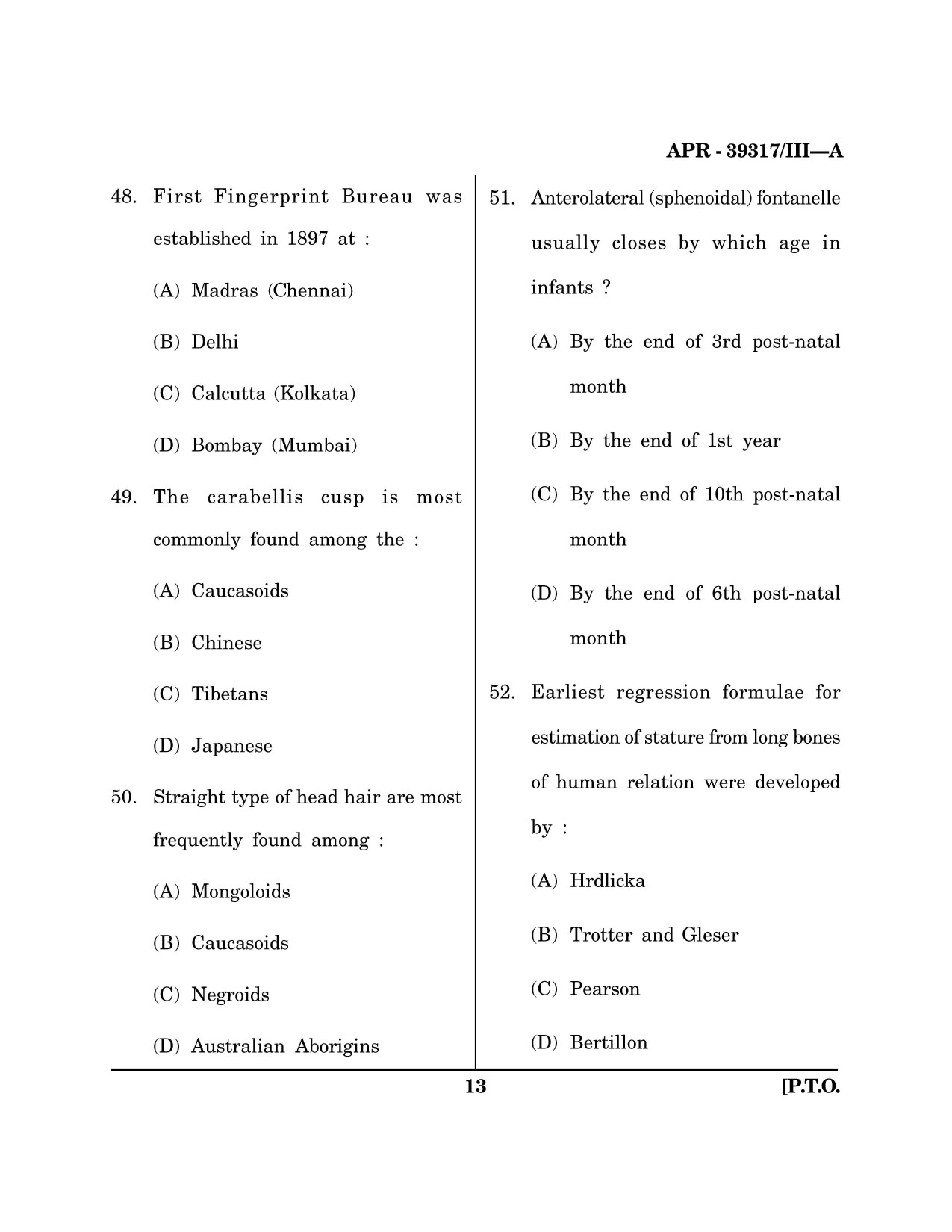 Maharashtra SET Forensic Science Question Paper III April 2017 12