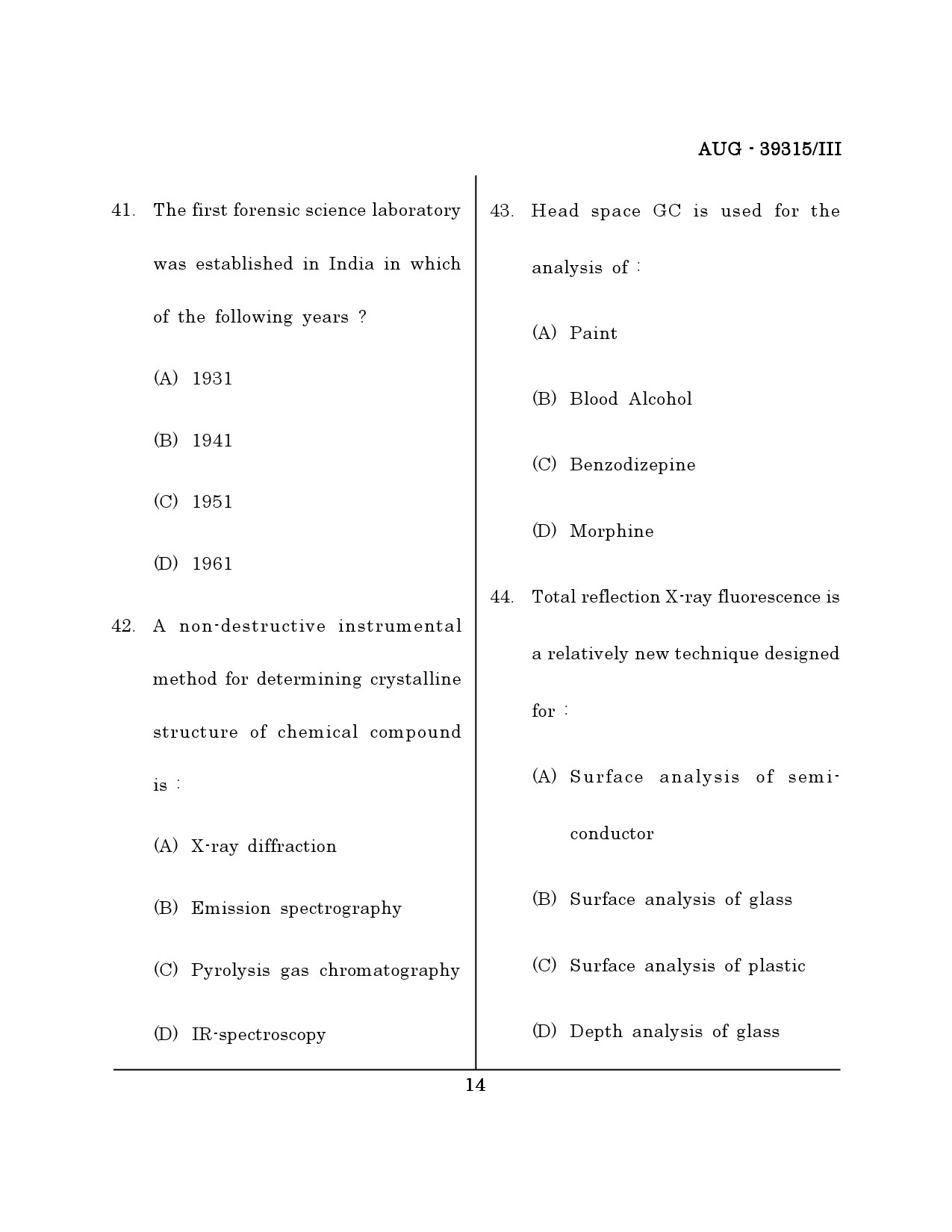 Maharashtra SET Forensic Science Question Paper III August 2015 13