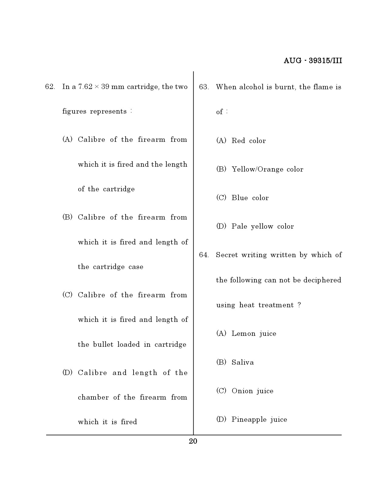 Maharashtra SET Forensic Science Question Paper III August 2015 19