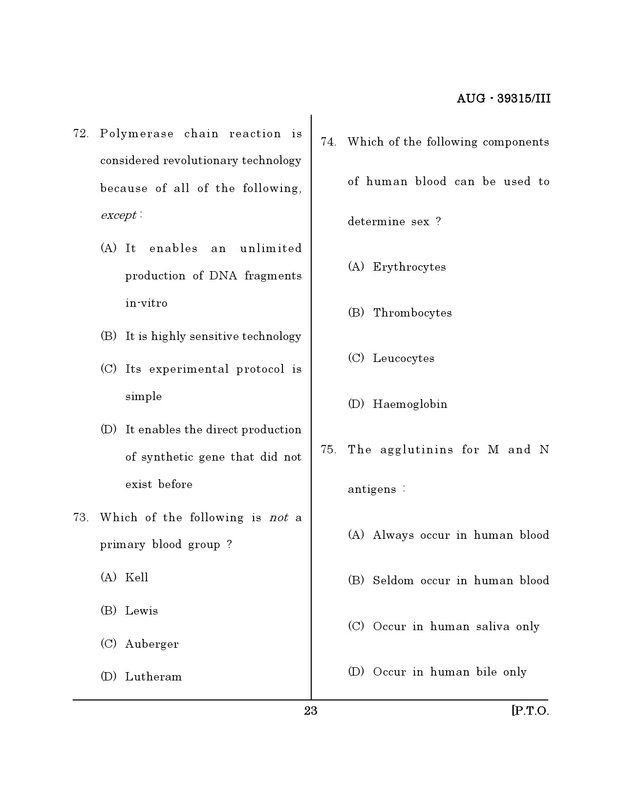 Maharashtra SET Forensic Science Question Paper III August 2015 22