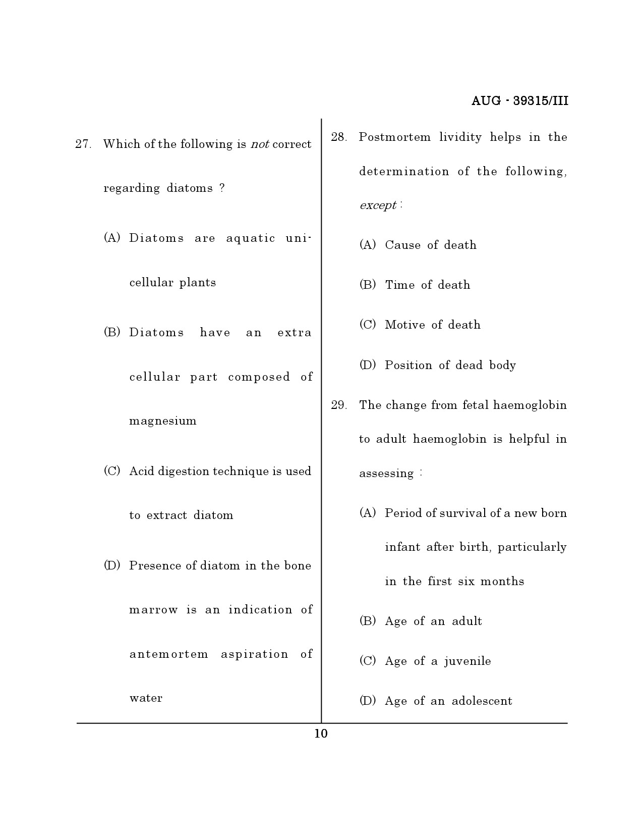 Maharashtra SET Forensic Science Question Paper III August 2015 9