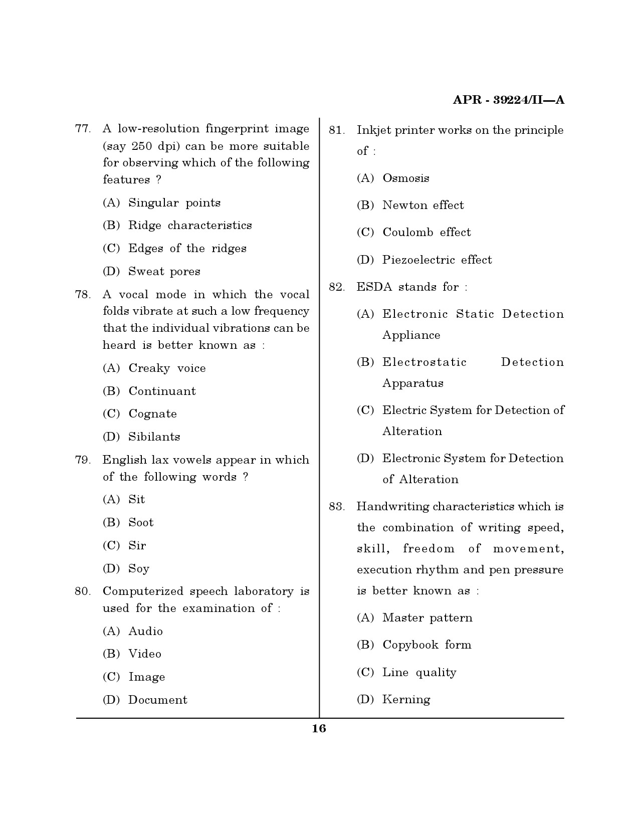 MH SET Forensic Science Question Paper II April 2024 15