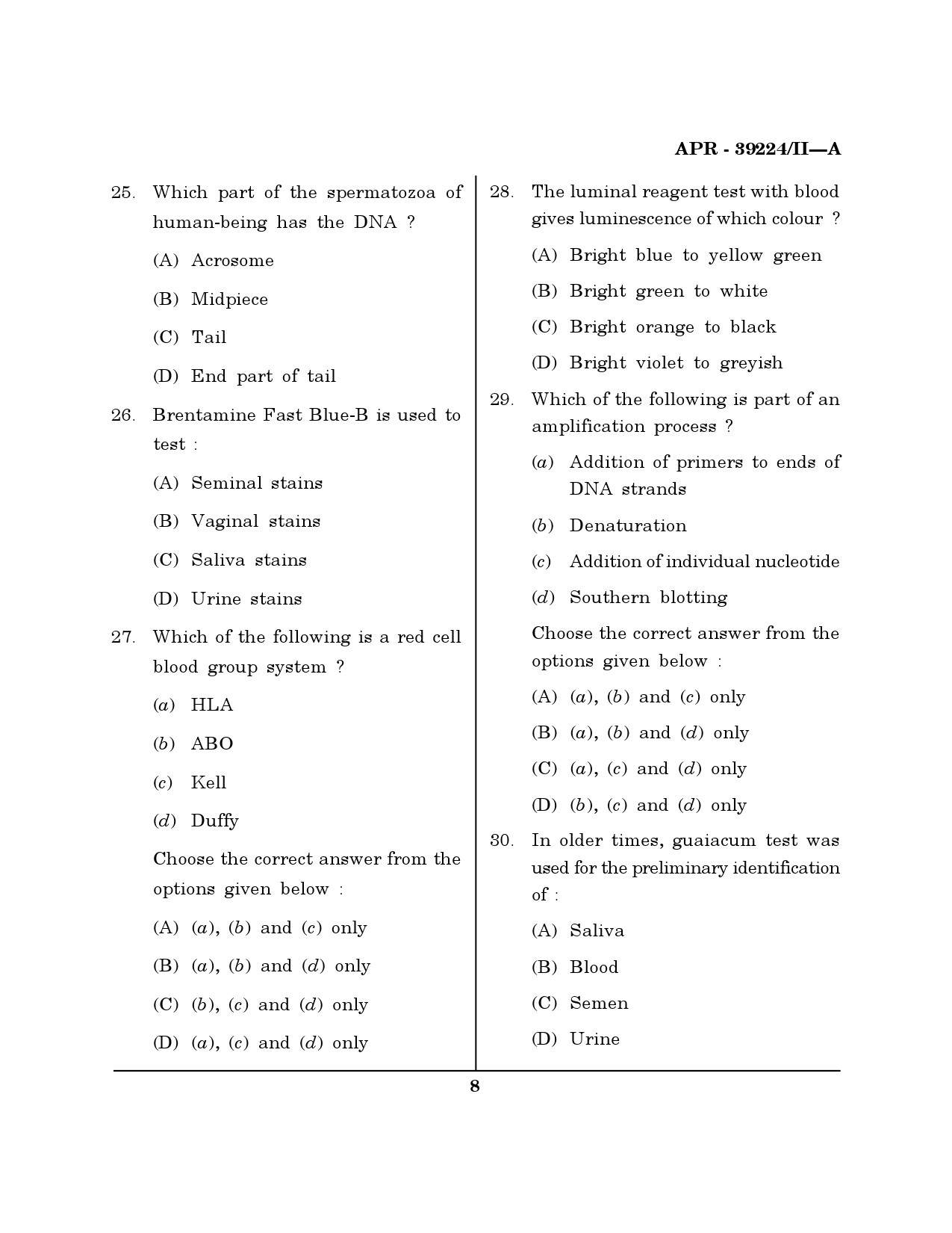 MH SET Forensic Science Question Paper II April 2024 7