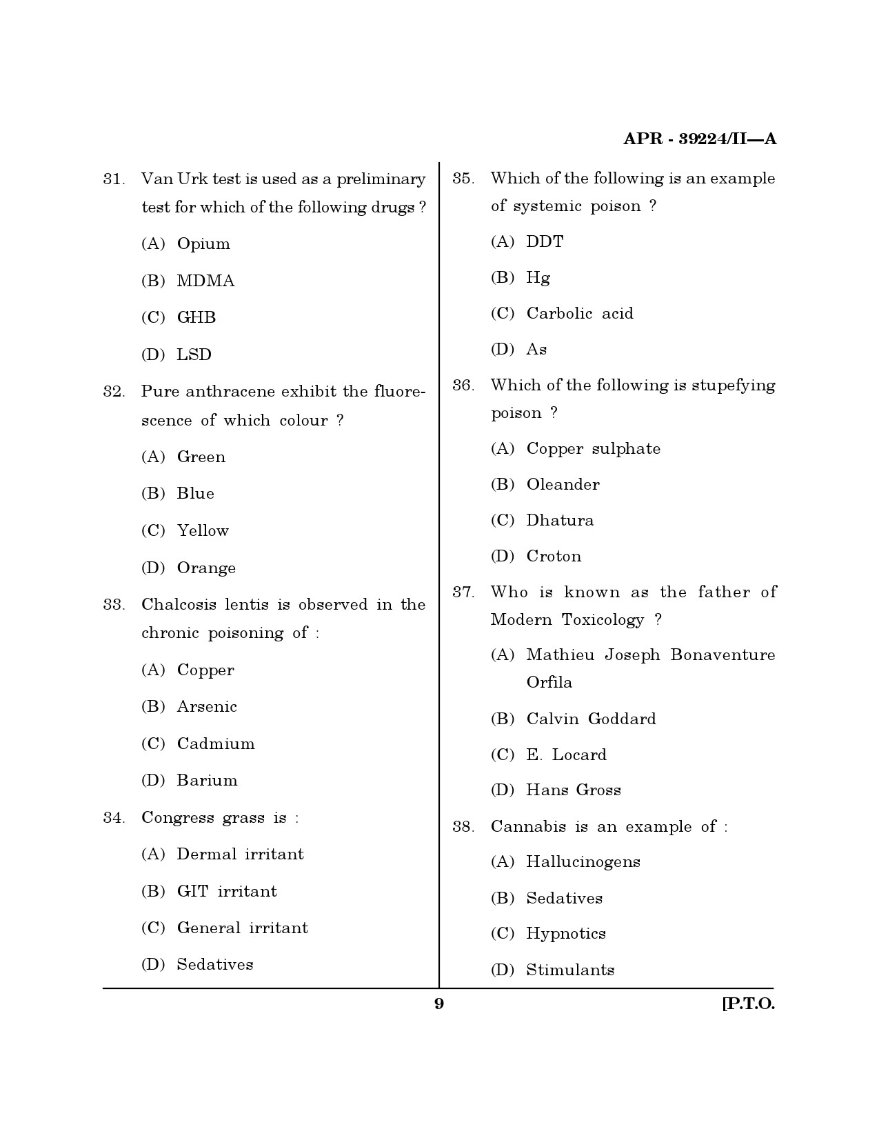 MH SET Forensic Science Question Paper II April 2024 8