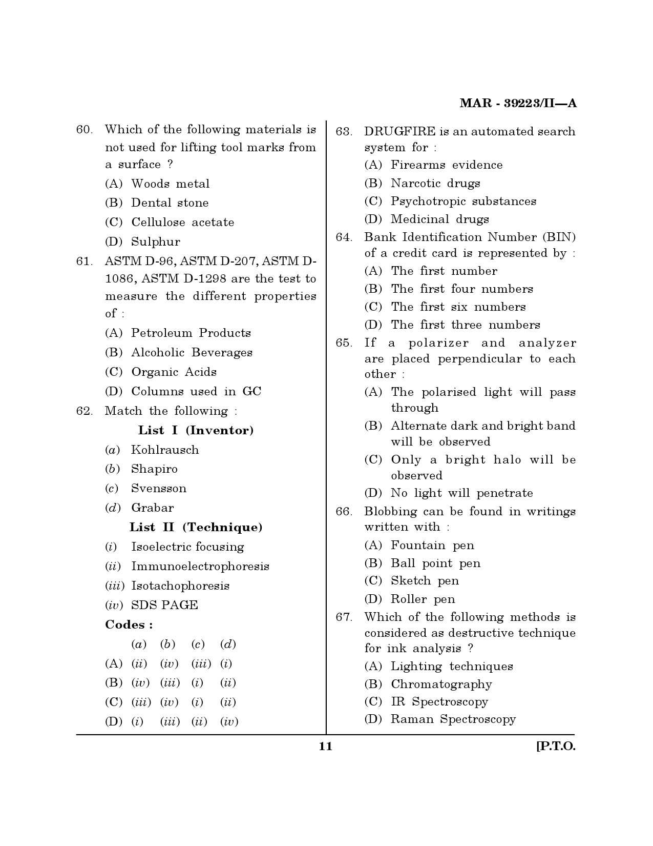 MH SET Forensic Science Question Paper II March 2023 10