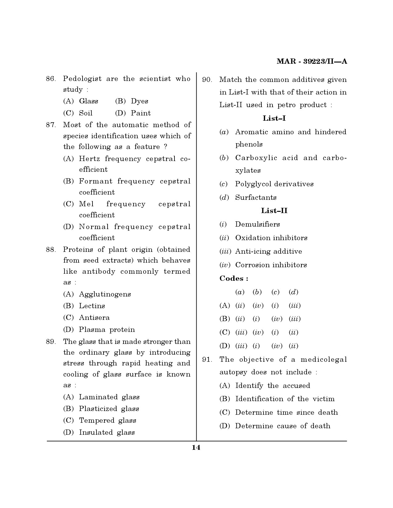 MH SET Forensic Science Question Paper II March 2023 13