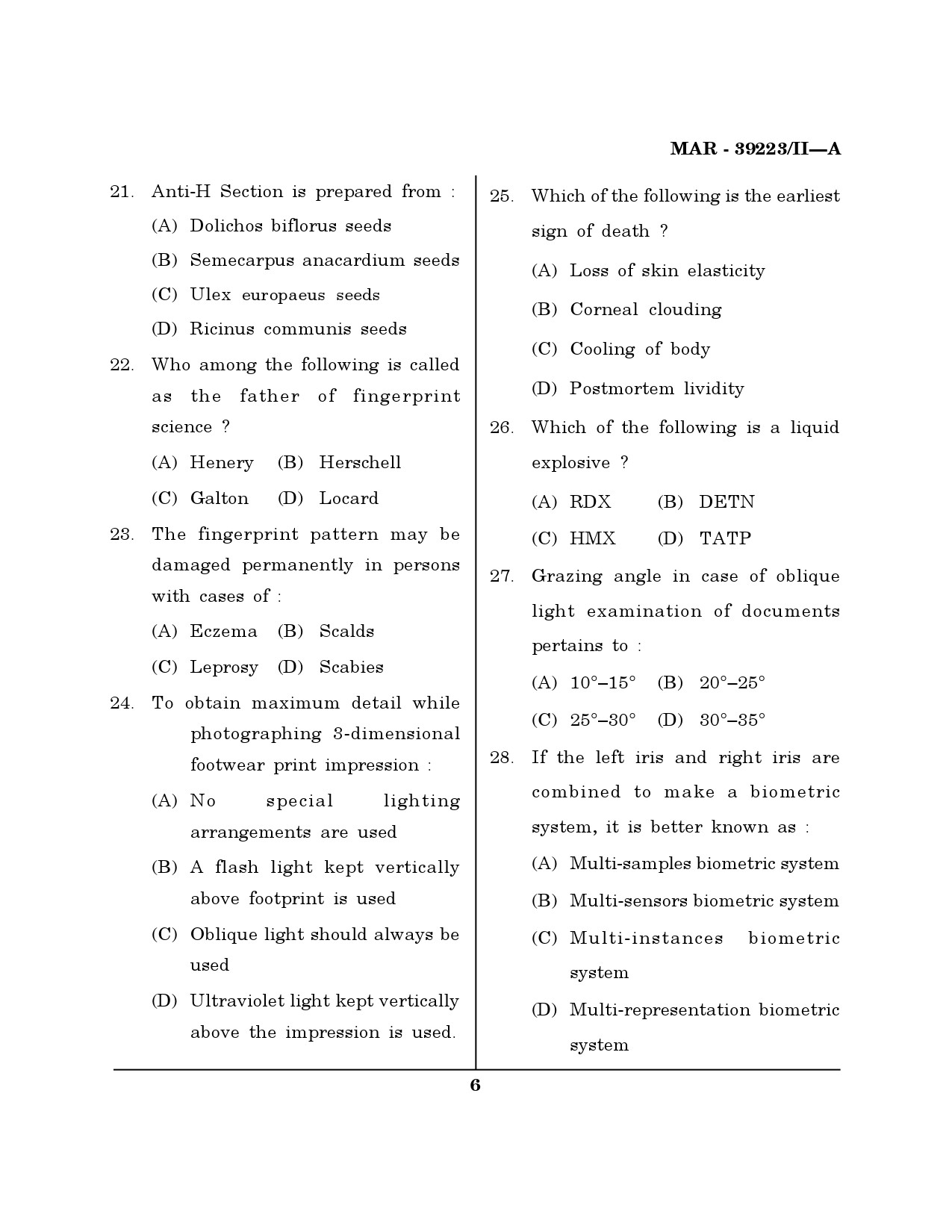 MH SET Forensic Science Question Paper II March 2023 5