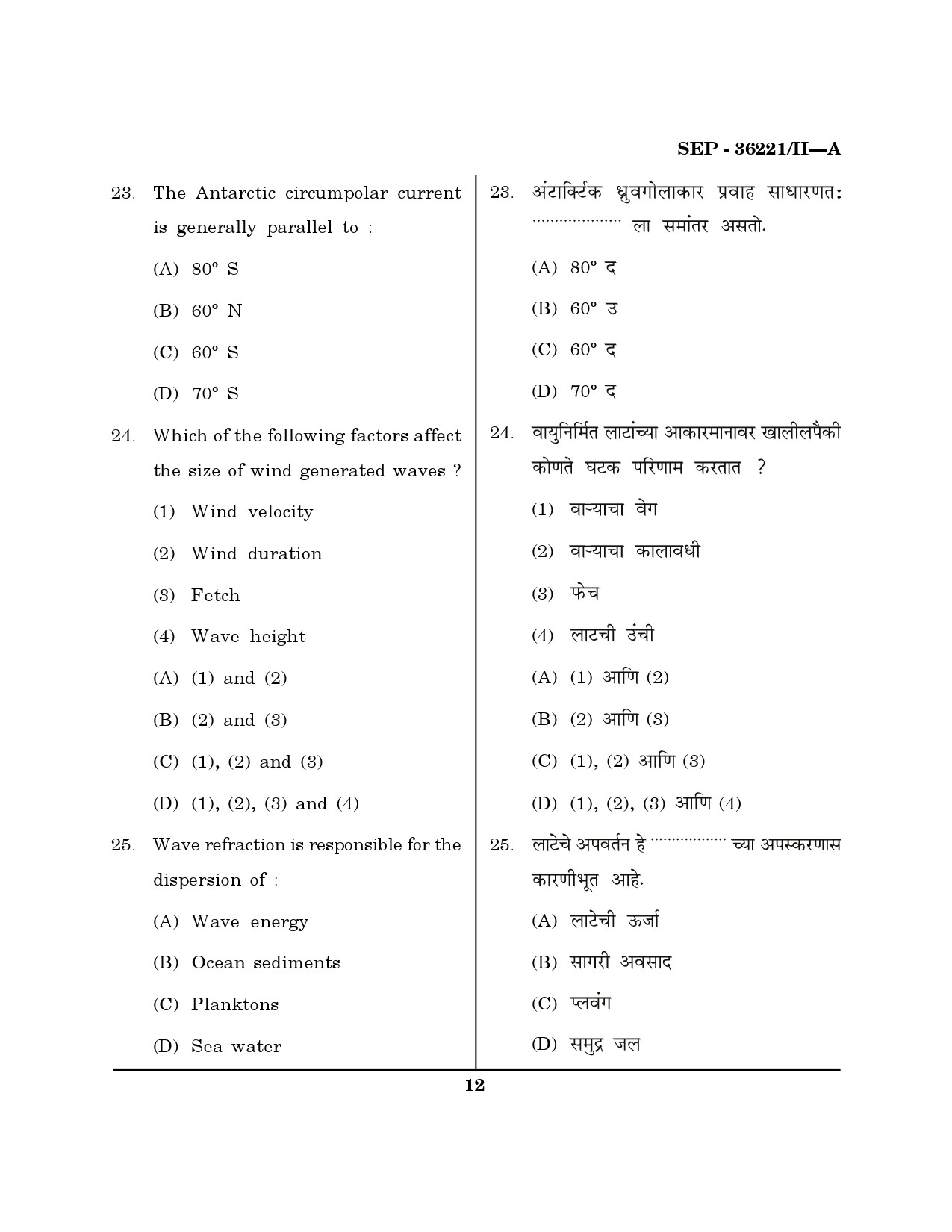 Maharashtra SET Geography Exam Question Paper September 2021 11