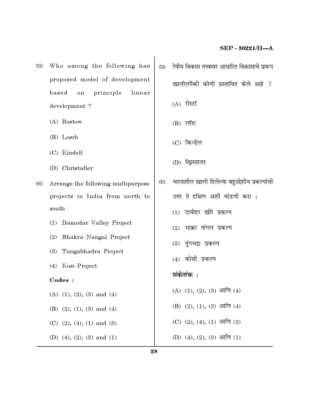 Maharashtra SET Geography Exam Question Paper September 2021 27