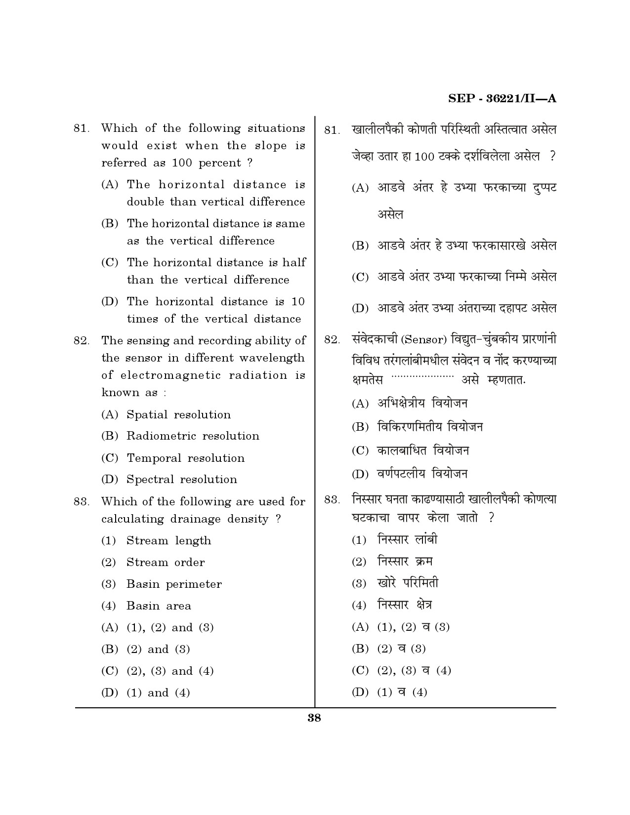 Maharashtra SET Geography Exam Question Paper September 2021 37