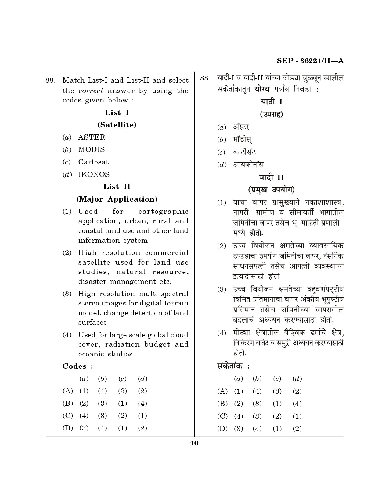 Maharashtra SET Geography Exam Question Paper September 2021 39