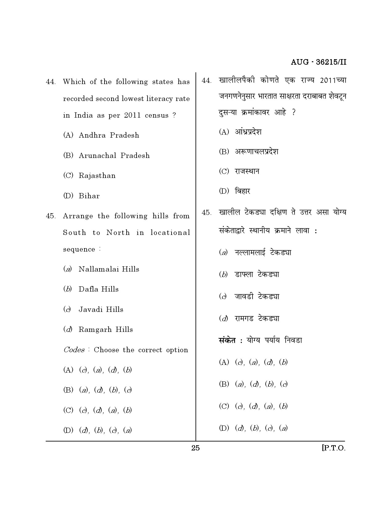 Maharashtra SET Geography Question Paper II August 2015 24