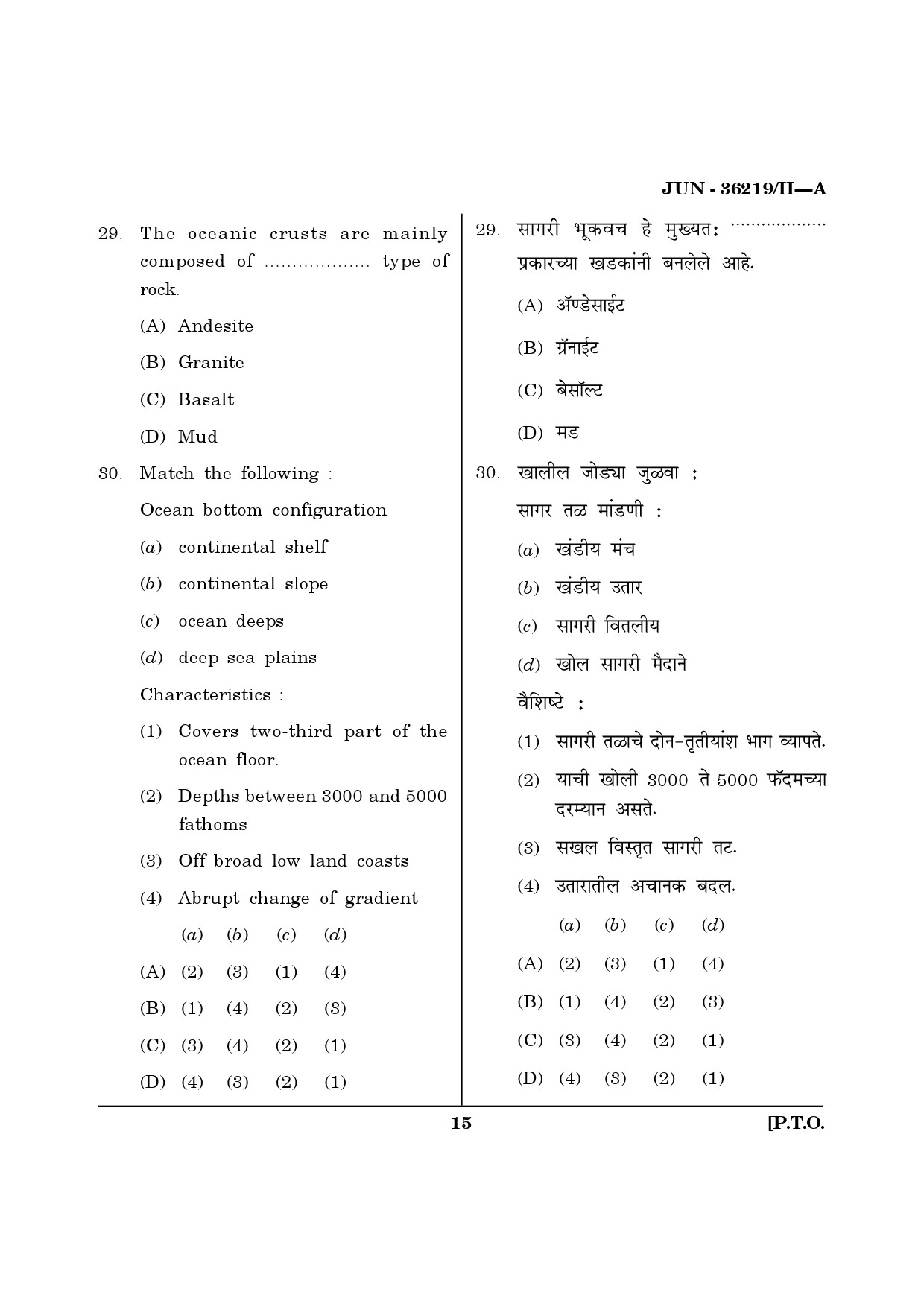 Maharashtra SET Geography Question Paper II June 2019 14