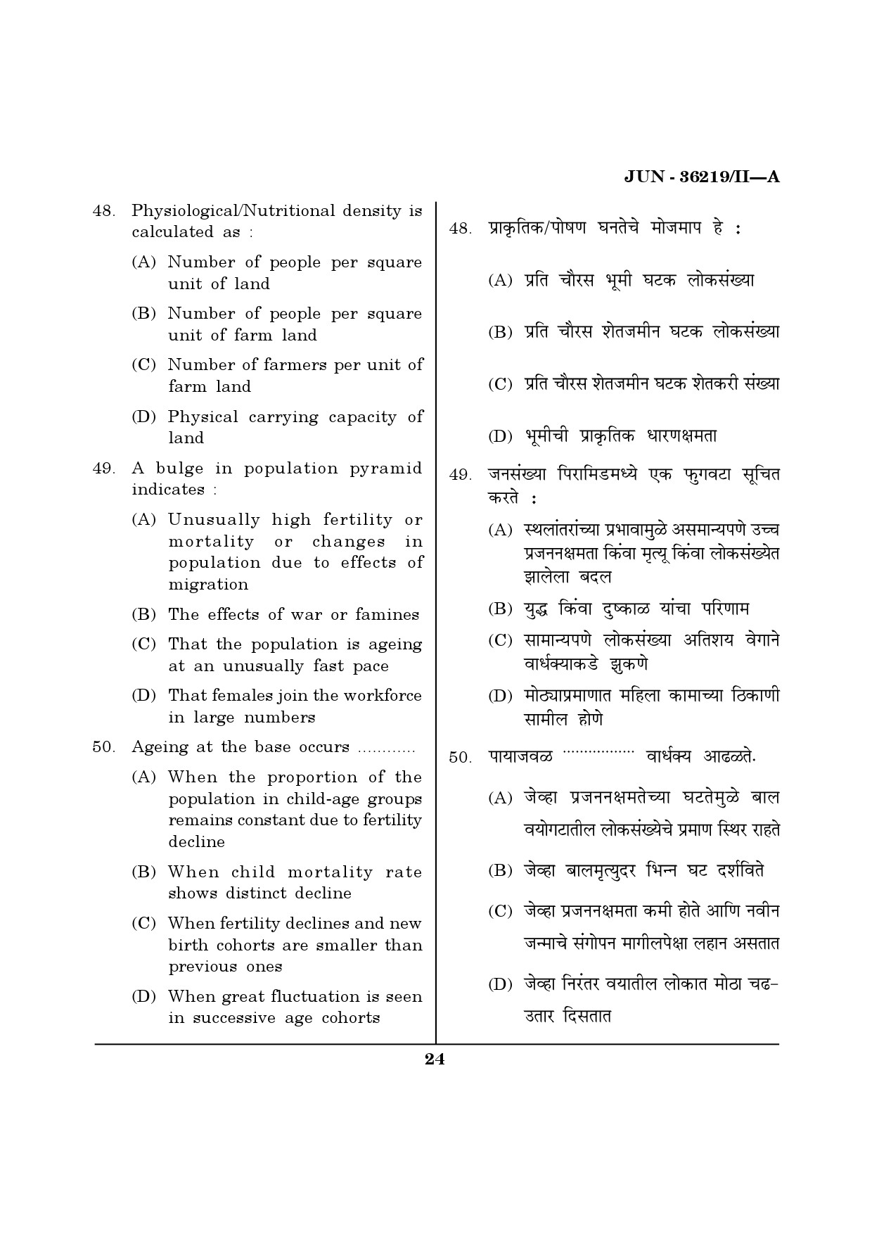 Maharashtra SET Geography Question Paper II June 2019 23