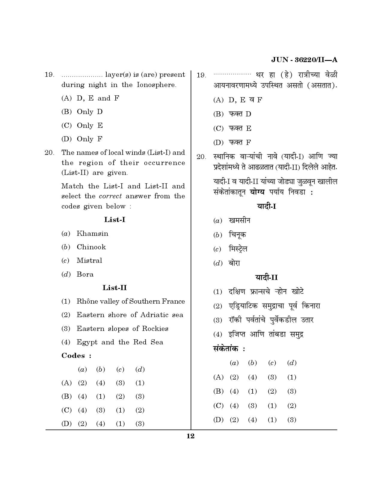 Maharashtra SET Geography Question Paper II June 2020 11