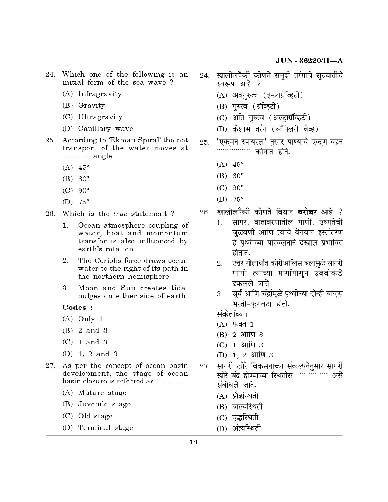 Maharashtra SET Geography Question Paper II June 2020 13
