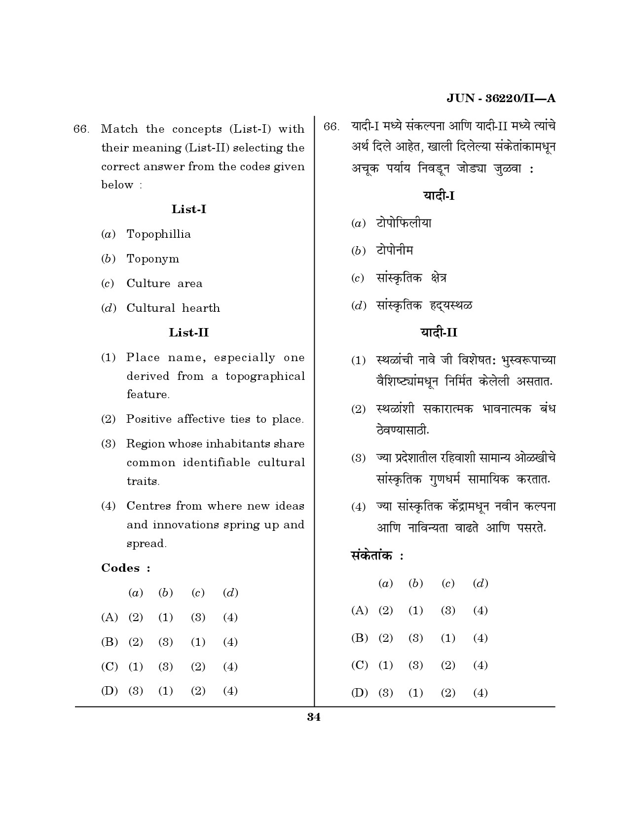 Maharashtra SET Geography Question Paper II June 2020 33