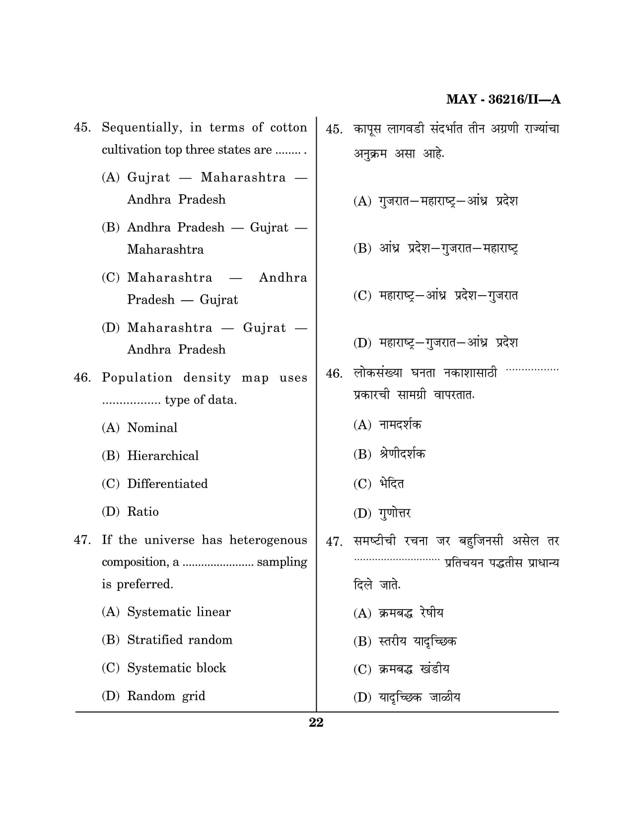 Maharashtra SET Geography Question Paper II May 2016 21