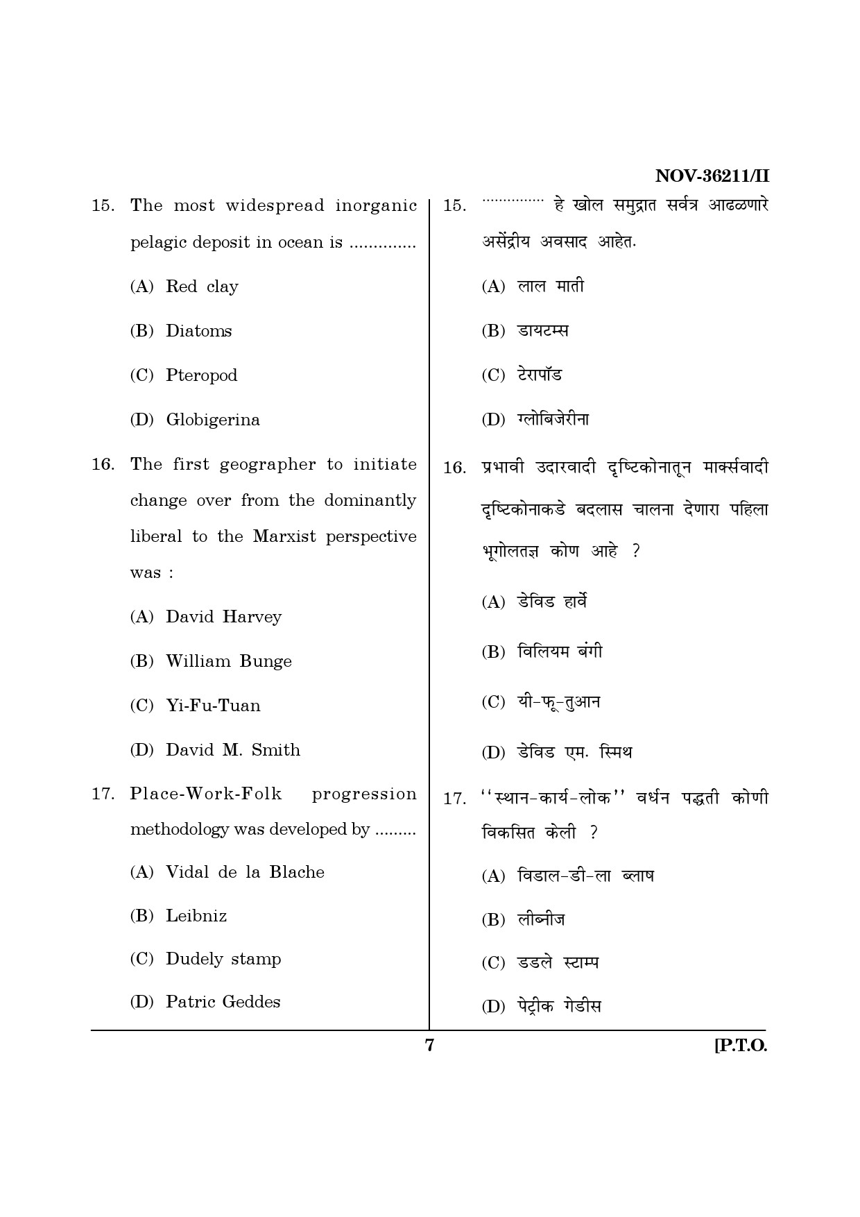 Maharashtra SET Geography Question Paper II November 2011 7