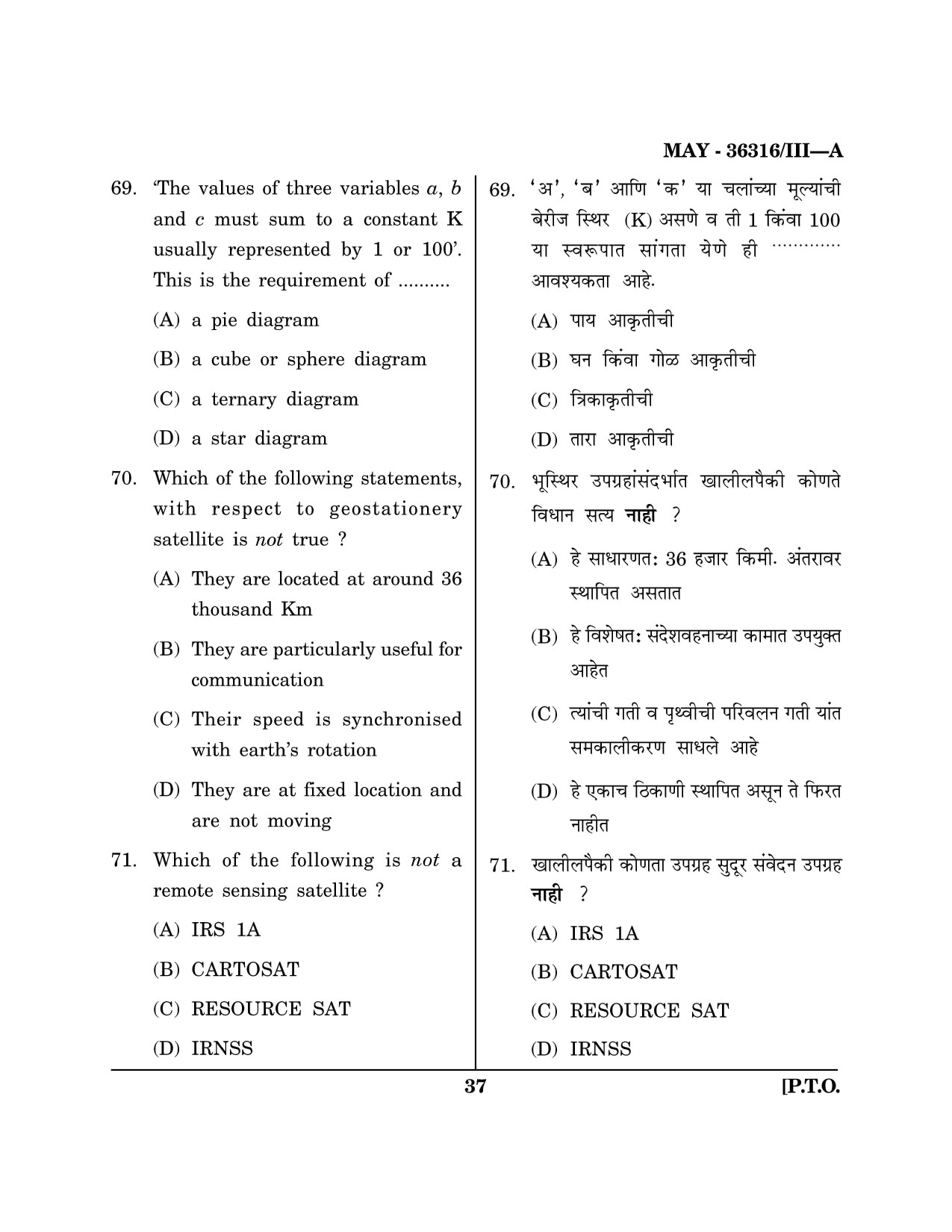 Maharashtra SET Geography Question Paper III May 2016 36