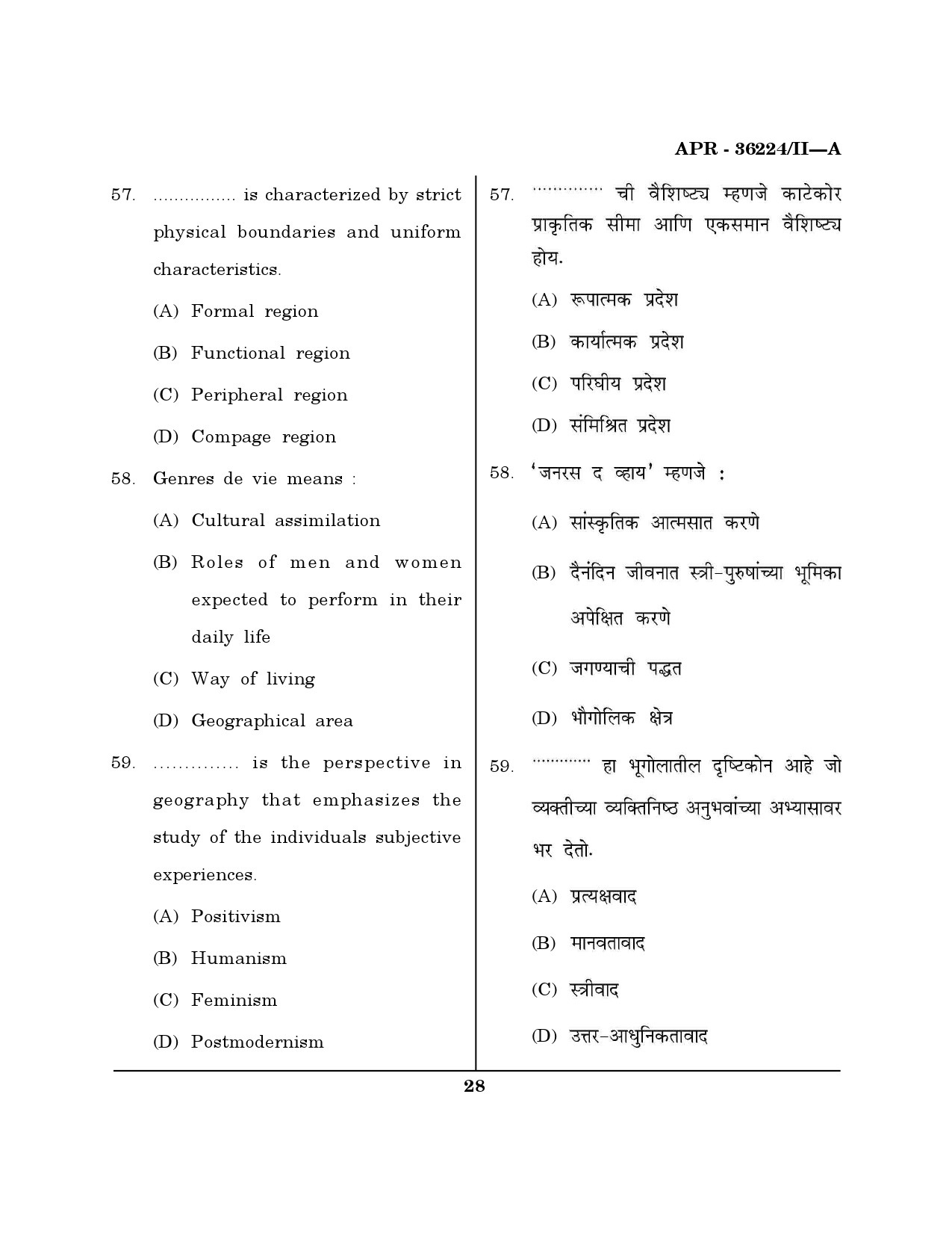 MH SET Geography Question Paper II April 2024 27