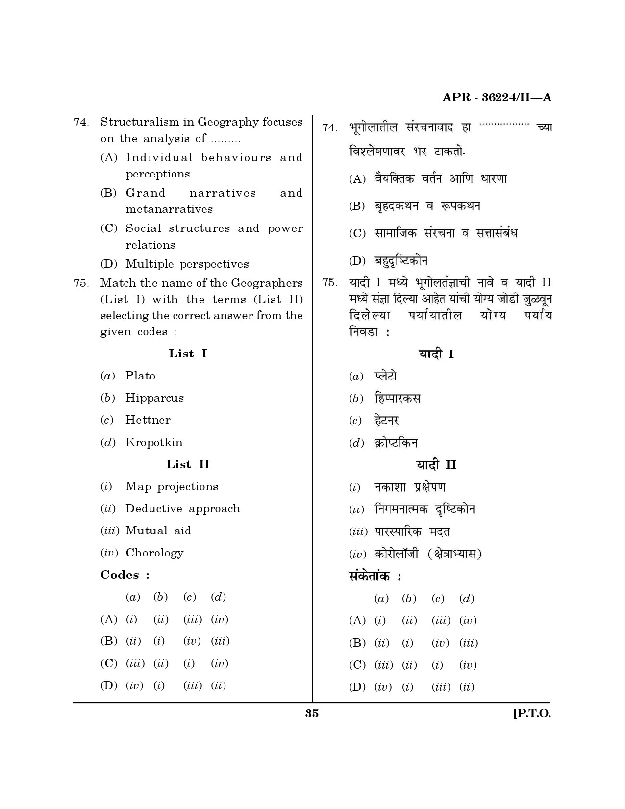 MH SET Geography Question Paper II April 2024 34