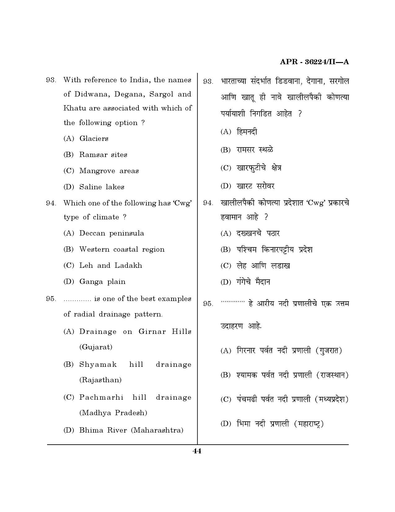 MH SET Geography Question Paper II April 2024 43