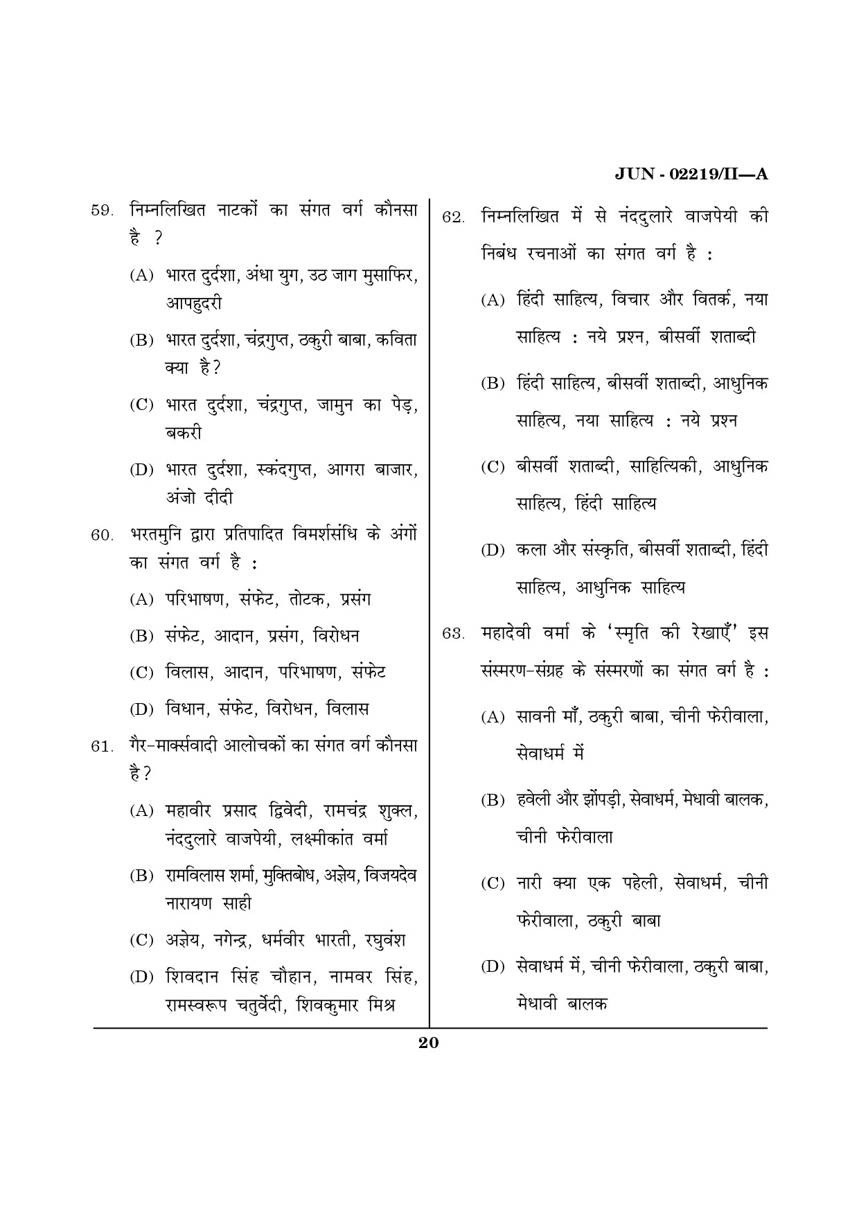 Maharashtra SET Hindi Question Paper II June 2019 19