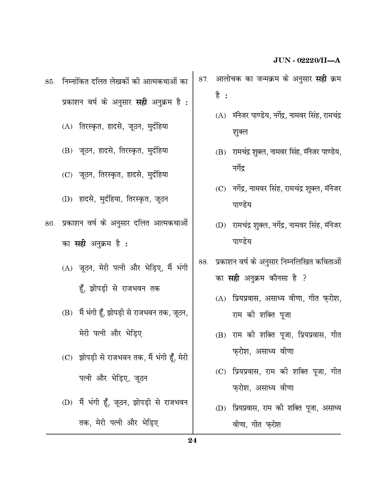 Maharashtra SET Hindi Question Paper II June 2020 23