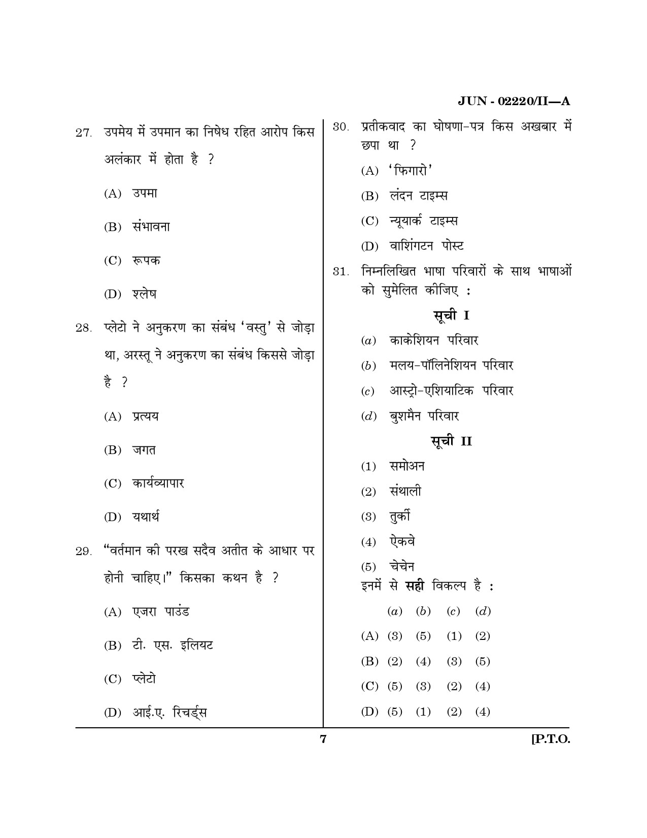 Maharashtra SET Hindi Question Paper II June 2020 6