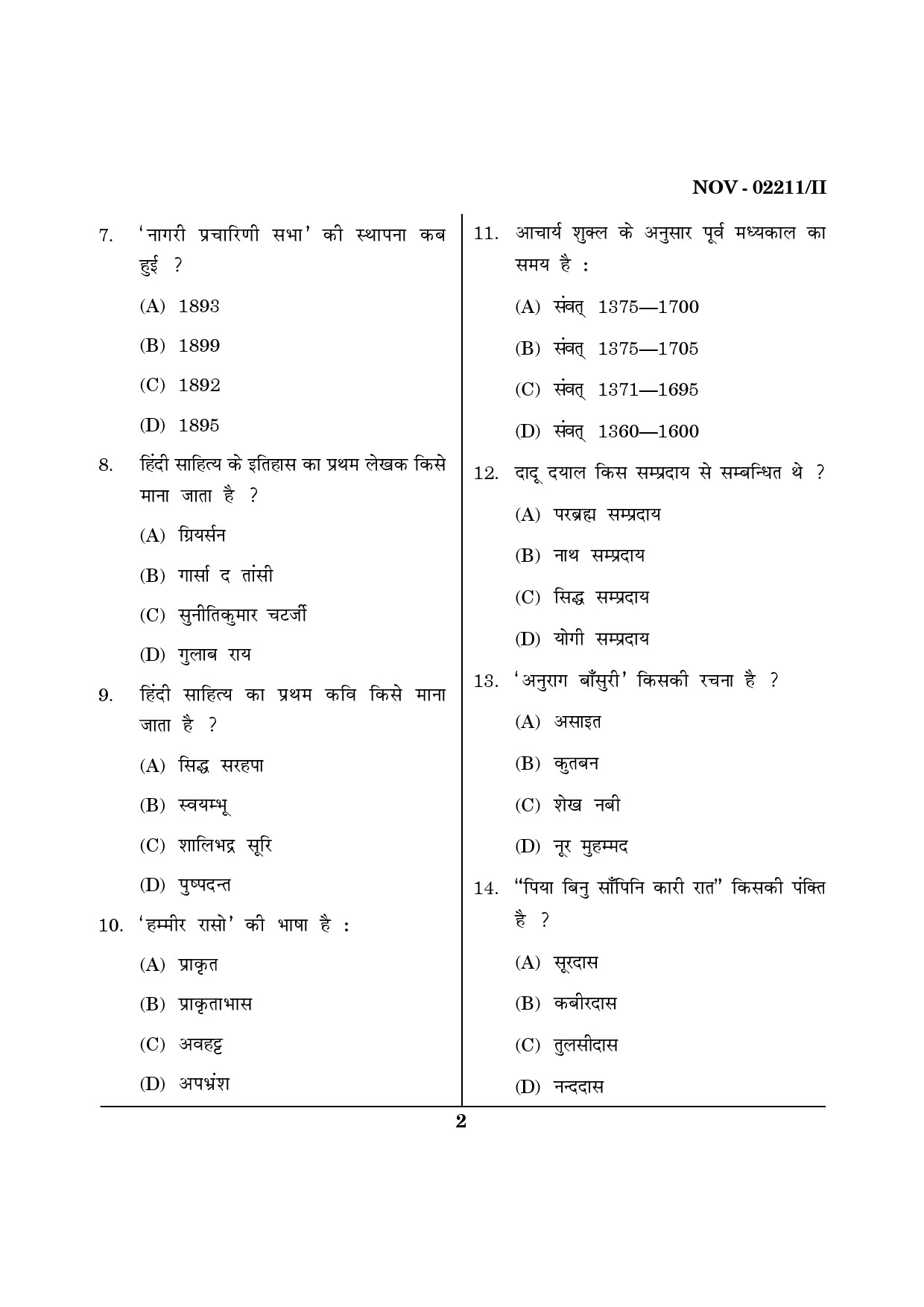 Maharashtra SET Hindi Question Paper II November 2011 2
