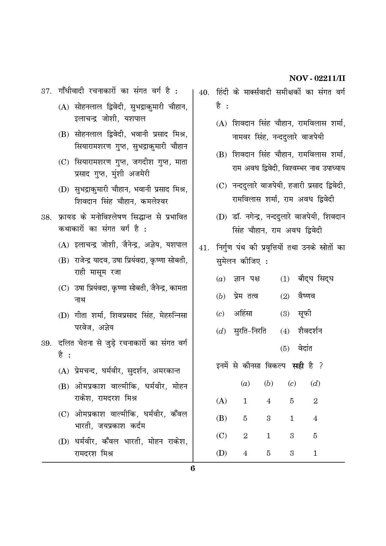 Maharashtra SET Hindi Question Paper II November 2011 6