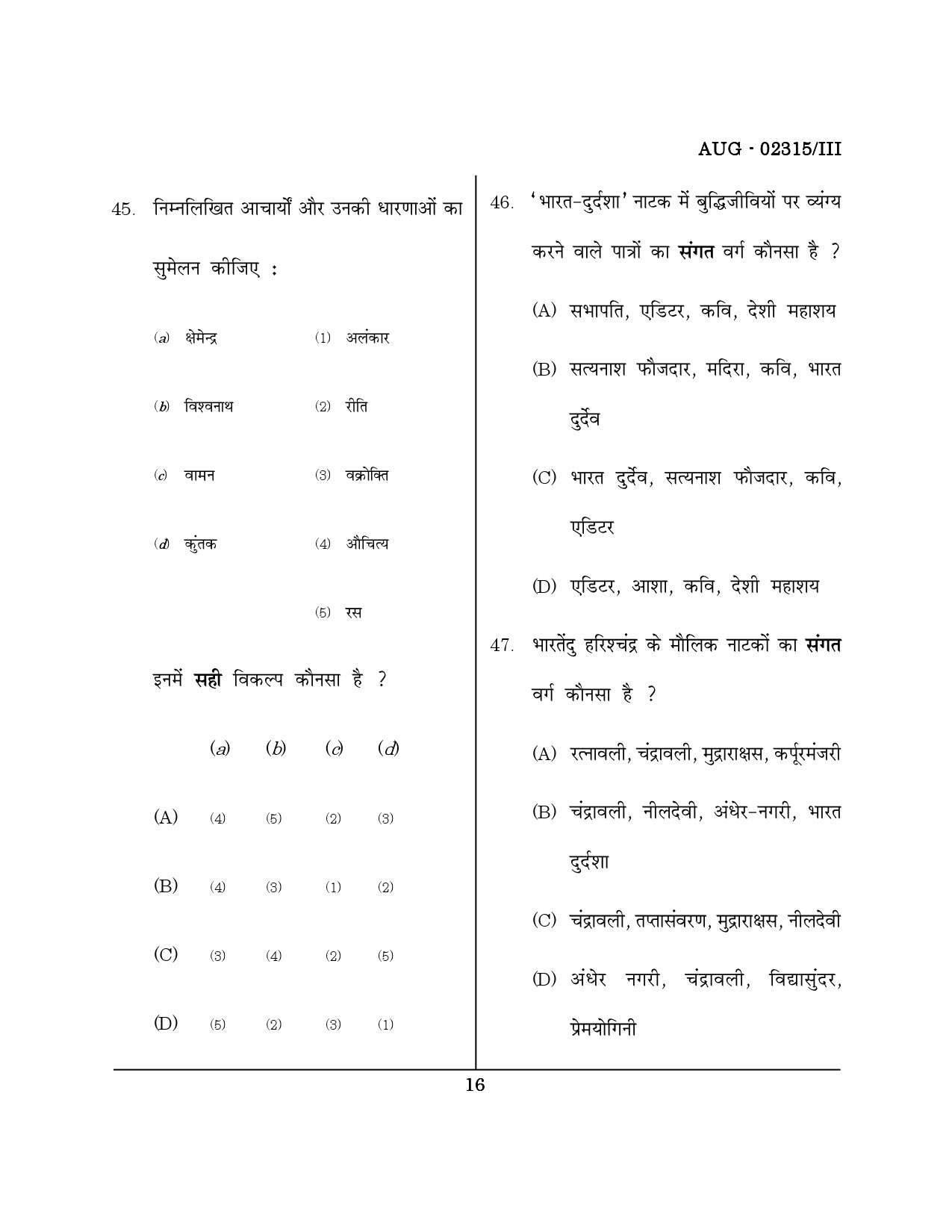 Maharashtra SET Hindi Question Paper III August 2015 15