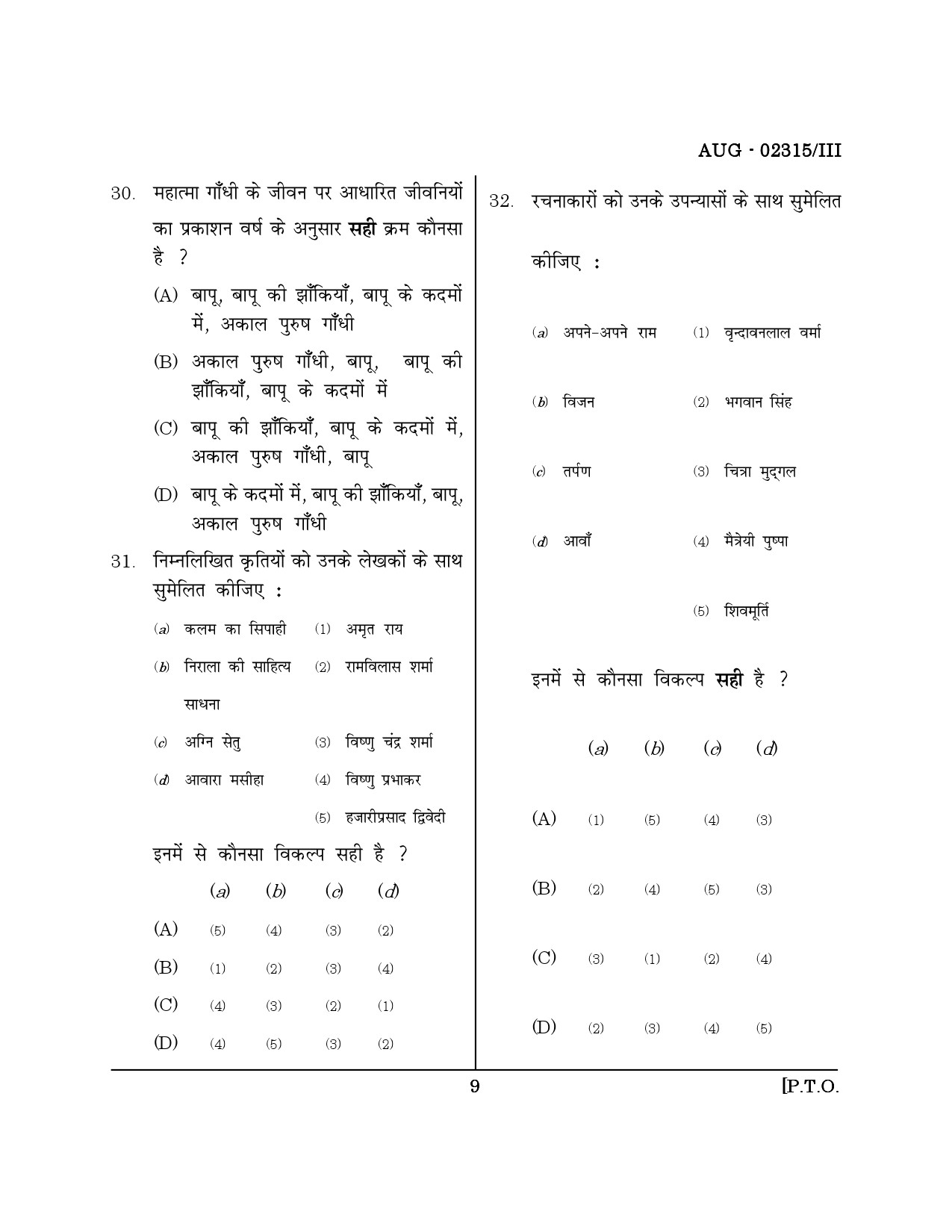 Maharashtra SET Hindi Question Paper III August 2015 8