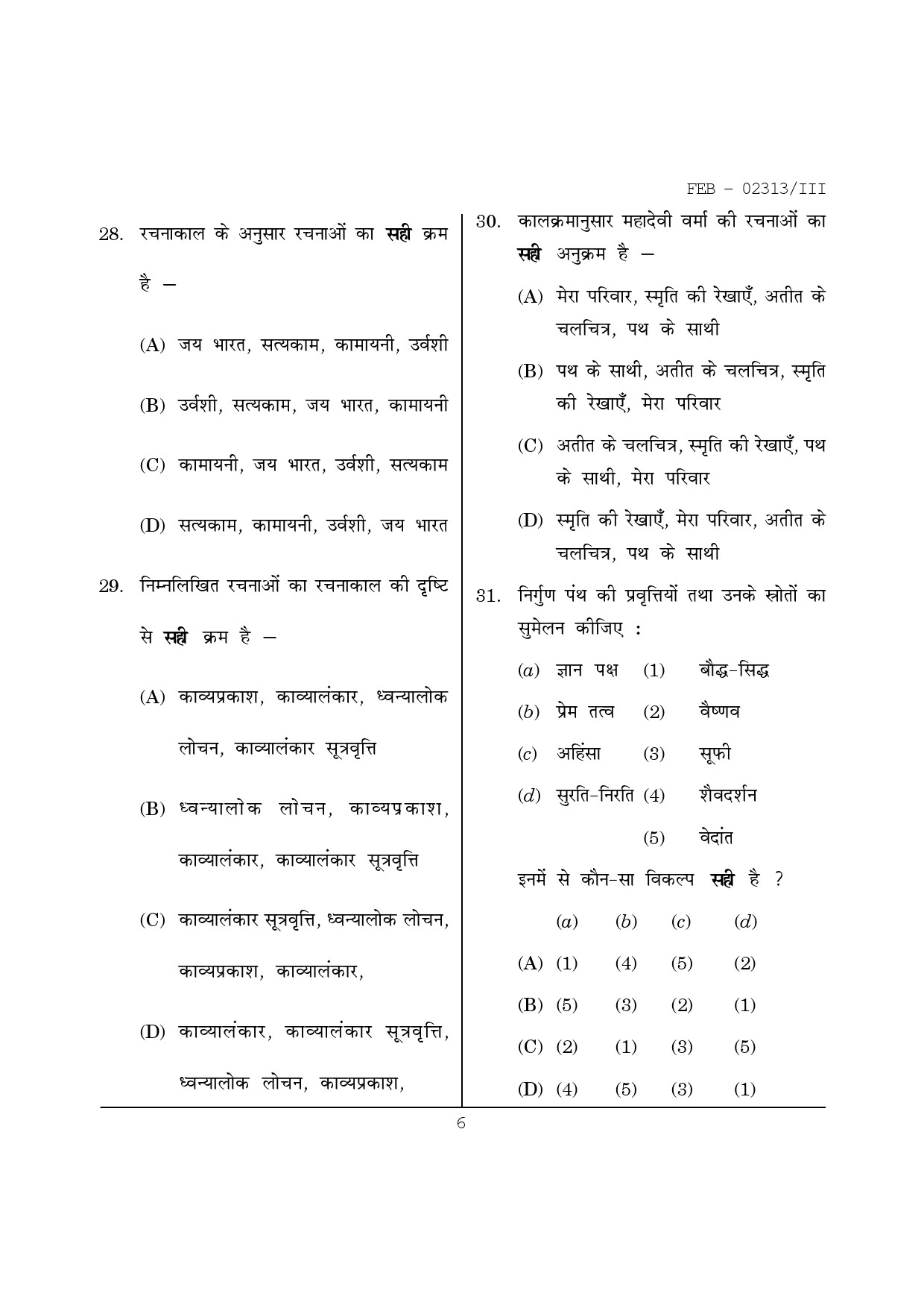 Maharashtra SET Hindi Question Paper III February 2013 6