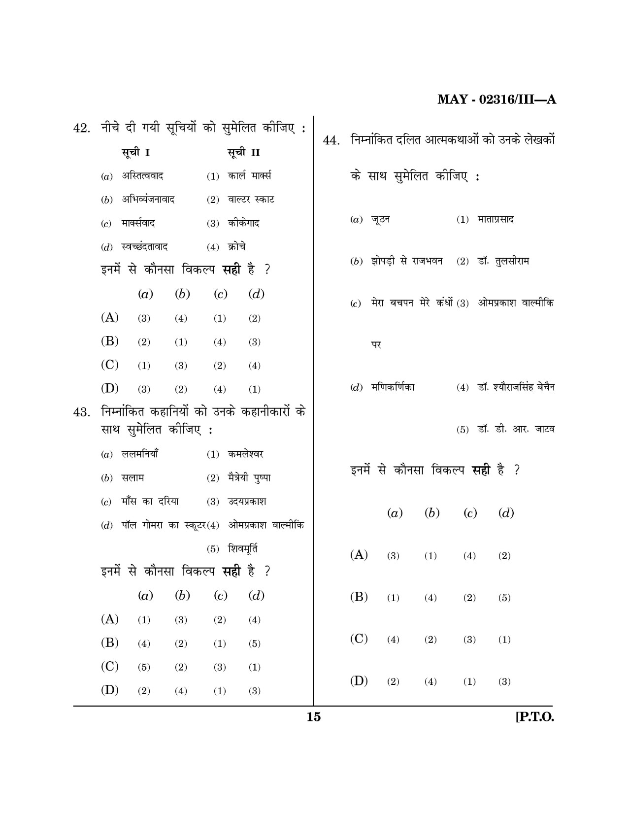 Maharashtra SET Hindi Question Paper III May 2016 14