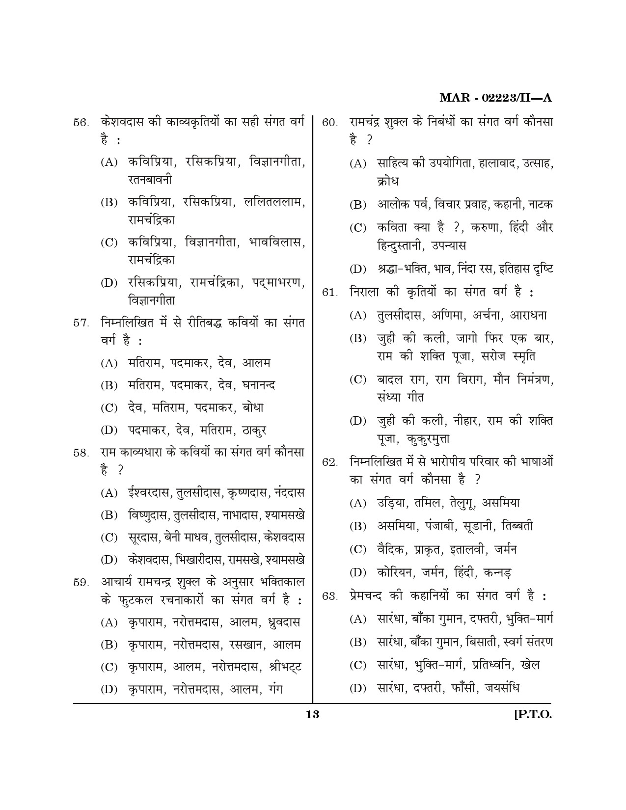 MH SET Hindi Question Paper II March 2023 12