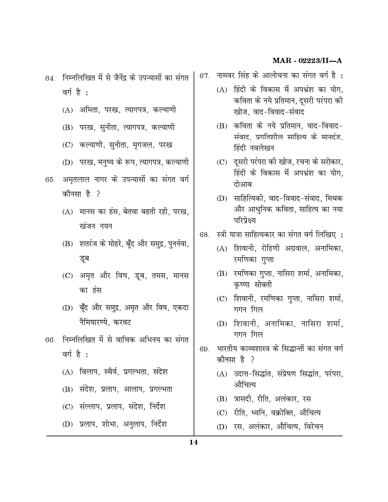 MH SET Hindi Question Paper II March 2023 13