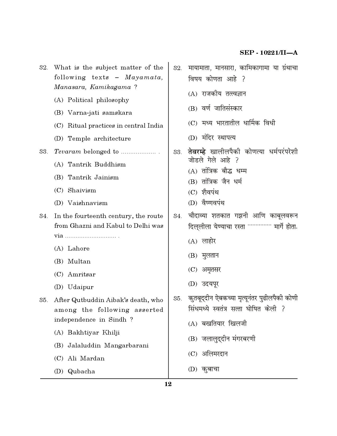 Maharashtra SET History Exam Question Paper September 2021 11