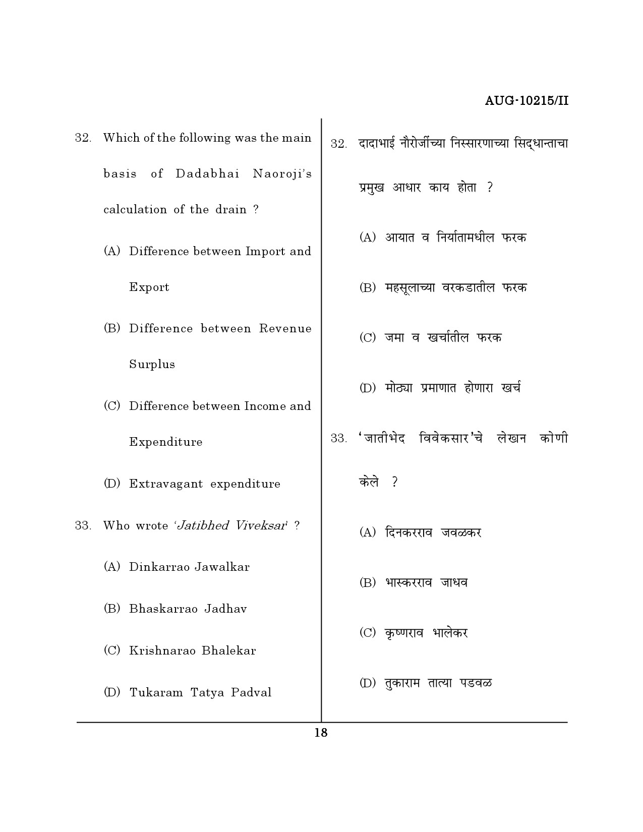 Maharashtra SET History Question Paper II August 2015 17