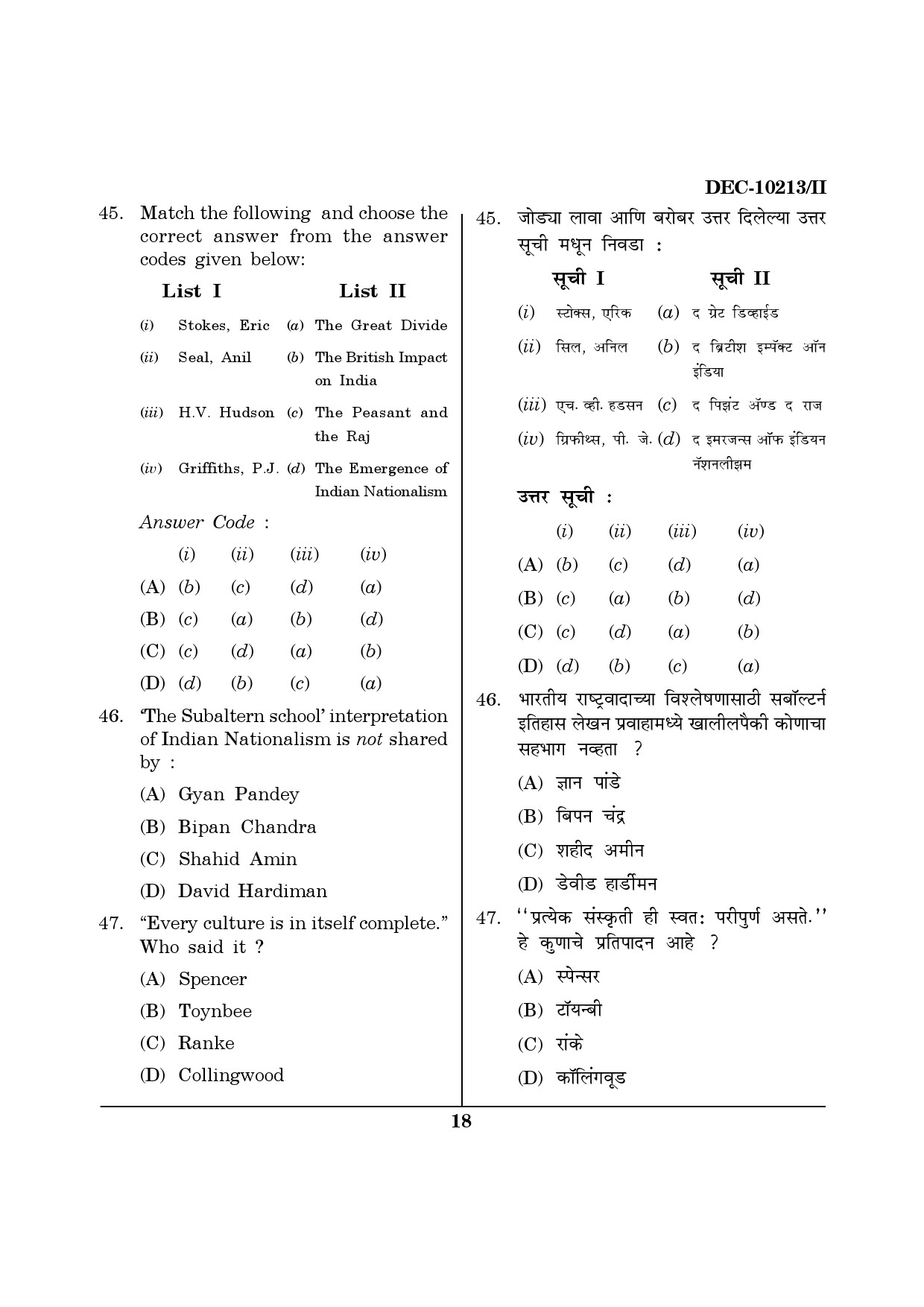 Maharashtra SET History Question Paper II December 2013 17