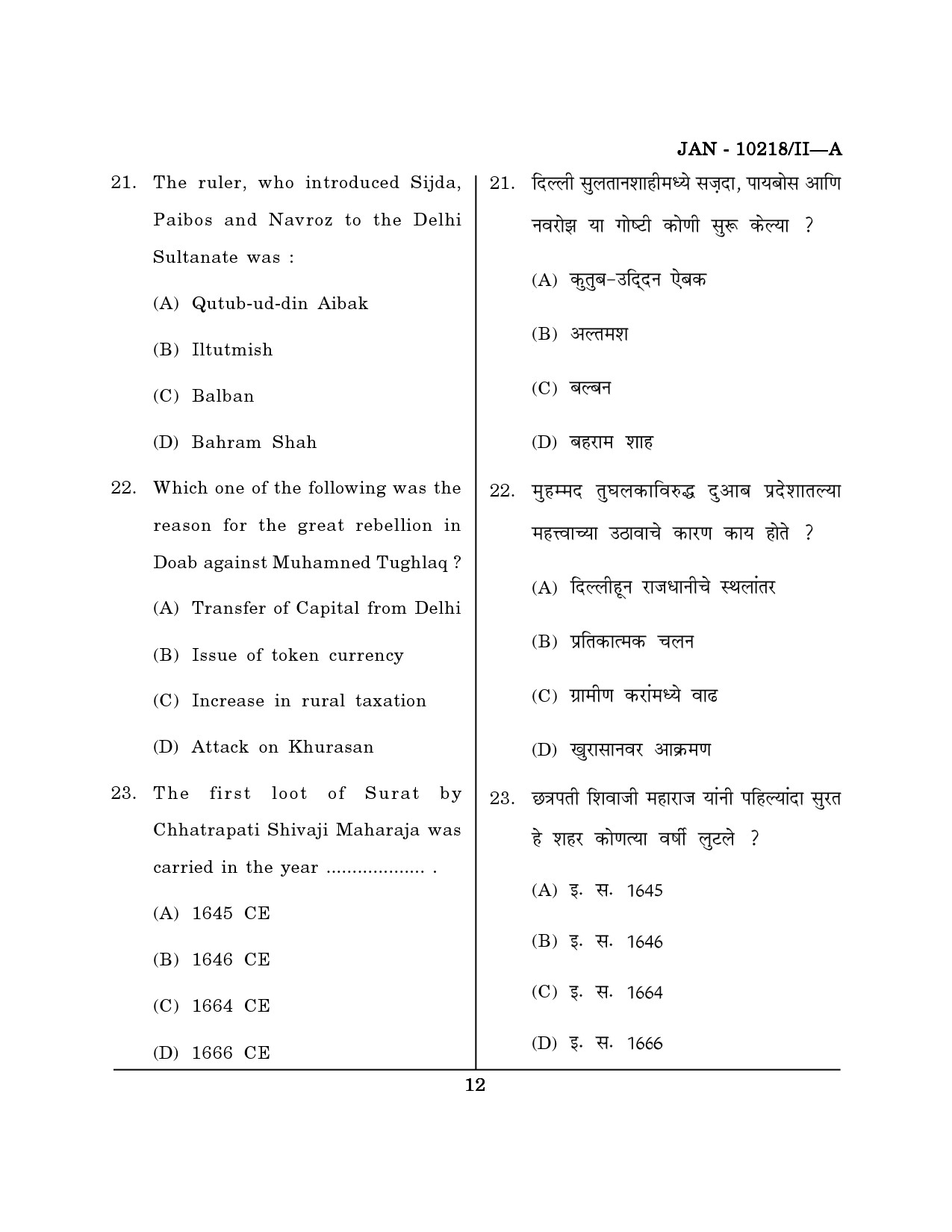 Maharashtra SET History Question Paper II January 2018 11
